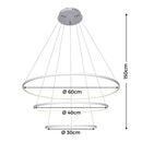 Lustre Led Moderno Com Controle Pendente Anéis 3 Arcos Casa Farfelle  152 (Iluminação)  Casa Farfelle