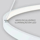 Lustre Led Moderno Com Controle Pendente Anéis 3 Arcos  Iluminação  Casa Farfelle