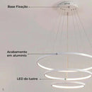 Lustre Led Moderno Com Controle Pendente Anéis 3 Arcos  Iluminação  Casa Farfelle