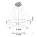 Lustre Led Moderno Com Controle Pendente Anéis 3 Arcos  Iluminação  Casa Farfelle