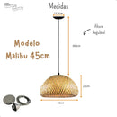 Lustre Luminaria Pendente Fibra Natural Artesanal Decorativo Bivolt Casa Farfelle  121 (Iluminação)  Casa Farfelle