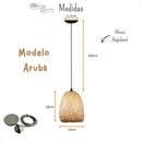 Lustre Luminaria Pendente Fibra Natural Artesanal Decorativo Bivolt Casa Farfelle  121 (Iluminação)  Casa Farfelle