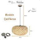Lustre Luminaria Pendente Fibra Natural Artesanal Decorativo Bivolt  99 (Iluminação)  Casa Farfelle