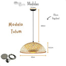 Lustre Luminaria Pendente Fibra Natural Artesanal Decorativo Bivolt  99 (Iluminação)  Casa Farfelle