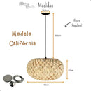 Lustre Luminaria Pendente Fibra Natural Artesanal Decorativo Bivolt  Iluminação  Casa Farfelle