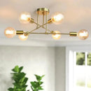 Lustre Para Sala Moderno Dourado 6 Lâmpadas  110 (Iluminação)  Casa Farfelle