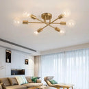 Lustre Para Sala Moderno Dourado 6 Lâmpadas Casa Farfelle  137 (Iluminação)  Casa Farfelle