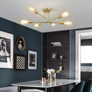 Lustre Para Sala Moderno Dourado 6 Lâmpadas Casa Farfelle  137 (Iluminação)  Casa Farfelle