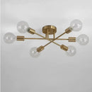 Lustre Para Sala Moderno Dourado 6 Lâmpadas  Iluminação  Casa Farfelle