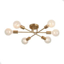 Lustre Para Sala Moderno Dourado 6 Lâmpadas  Iluminação  Casa Farfelle