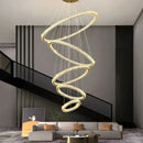 Lustre Pendente 5 Anéis LED 96W Dourado Duplo Bivolt Branco Quente Casa Farfelle  126 (Iluminação)  Casa Farfelle
