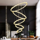 Lustre Pendente 5 Anéis LED 96W Dourado Duplo Bivolt Branco Quente Casa Farfelle  126 (Iluminação)  Casa Farfelle