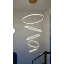 Lustre Pendente 5 Anéis LED 96W Dourado Duplo Bivolt Branco Quente Casa Farfelle  126 (Iluminação)  Casa Farfelle