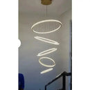 Lustre Pendente 5 Anéis LED 96W Dourado Duplo Bivolt Branco Quente  Iluminação  Casa Farfelle