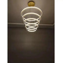 Lustre Pendente 5 Anéis LED 96W Dourado Duplo Bivolt Branco Quente  Iluminação  Casa Farfelle