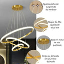 Lustre Pendente Circular Triplo em LED  Iluminação  Casa Farfelle