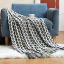 Manta de Malha Acrílica com Borlas Cinza Onda Casa Farfelle  205  Casa Farfelle