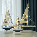 Ornamento Decorativo Barco à Vela com LED em Madeira Casa Farfelle  212  Casa Farfelle
