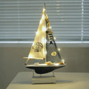 Ornamento Decorativo Barco à Vela com LED em Madeira Casa Farfelle  212  Casa Farfelle