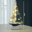 Ornamento Decorativo Barco à Vela com LED em Madeira Casa Farfelle  212  Casa Farfelle