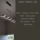 Pendente Led Lustre Preto/Dourado Para Sala de Jantar Decoração Casa Farfelle  138 (Iluminação)  Casa Farfelle