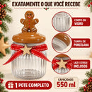Pote de Vidro Natalino 300ml Porta Doces e Biscoitos  Natal  Casa Farfelle