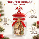Pote de Vidro Natalino 300ml Porta Doces e Biscoitos  Natal  Casa Farfelle
