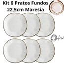 Pratos Oxford Jogo 6 Fundos Porcelana Coleção Ryo  520  Casa Farfelle