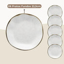 Pratos Oxford Jogo 6 Fundos Porcelana Coleção Ryo  520  Casa Farfelle