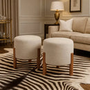 Puff Apollo de Luxo em Linho com Pés de Madeira - Kit ou Unitário Casa Farfelle  485 (Produto Shopee)  Casa Farfelle