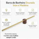 Toalheiro Cabide de Madeira e Aço Inoxidável sem Perfuração  224  Casa Farfelle