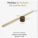Toalheiro Cabide de Madeira e Aço Inoxidável sem Perfuração  224  Casa Farfelle