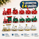 Trenzinho Natalino Miniatura de Madeira para Vila Natalina  Natal  Casa Farfelle