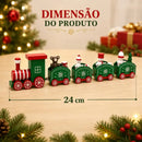 Trenzinho Natalino Miniatura de Madeira para Vila Natalina  Natal  Casa Farfelle