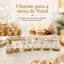 Trenzinho Natalino Miniatura de Madeira para Vila Natalina  Natal  Casa Farfelle