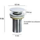 Válvula Click Up Inteligente 1/4 Ralo Veda Cheiro Metal Inox Casa Farfelle  116  Casa Farfelle