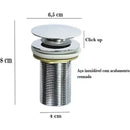 Válvula Click Up Inteligente 1/4 Ralo Veda Cheiro Metal Inox  116  Casa Farfelle