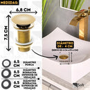 Válvula Click de Inox P/ Cuba Pia de Banheiro Lavatório Dourada Gold de 4cm Casa Farfelle  114  Casa Farfelle