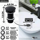 Válvula Click de Inox P/ Cuba Pia de Banheiro Lavatório Preto Black  113  Casa Farfelle