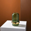 Vaso de Vidro Verde Escuro com Borda Dourada Casa Farfelle  187  Casa Farfelle