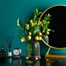 Vaso de Vidro Verde Escuro com Borda Dourada  187  Casa Farfelle