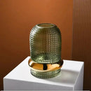 Vaso de Vidro Verde Escuro com Borda Dourada  187  Casa Farfelle