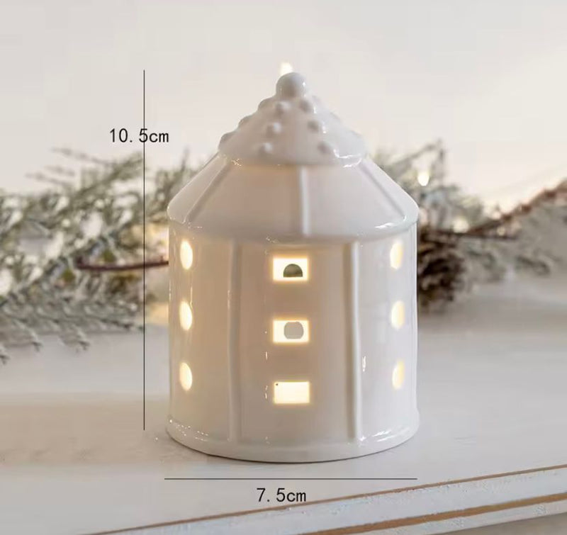 2025 Vila de Natal com Enfeites Luminosos De Natal , Casa De Cerâmica Nórdica