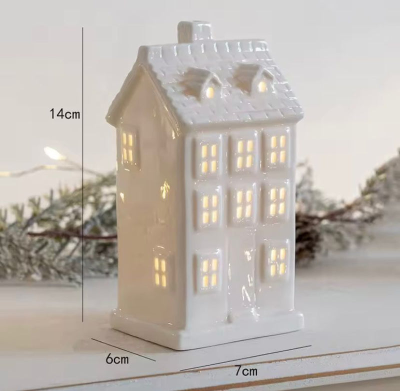 2025 Vila de Natal com Enfeites Luminosos De Natal , Casa De Cerâmica Nórdica