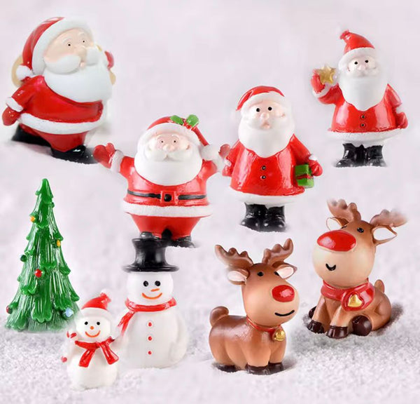Miniaturas De Resina De Natal Papai Noel Boneco de Neve Rena Enfeite