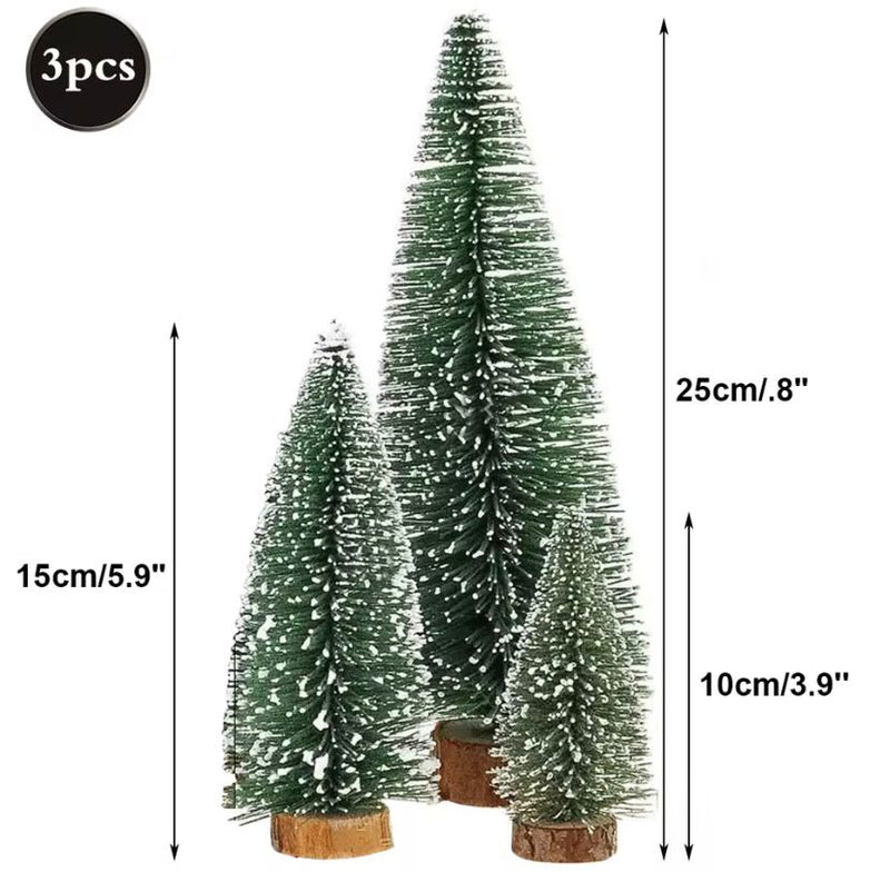 Mini Árvore de Natal Base de Madeira em Miniatura