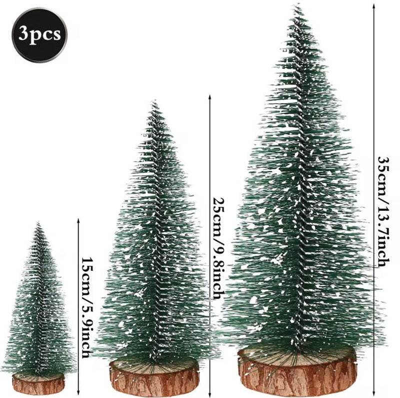 Mini Árvore de Natal Base de Madeira em Miniatura