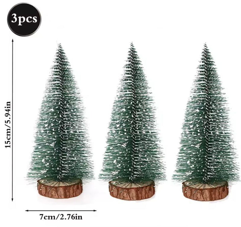 Mini Árvore de Natal Base de Madeira em Miniatura