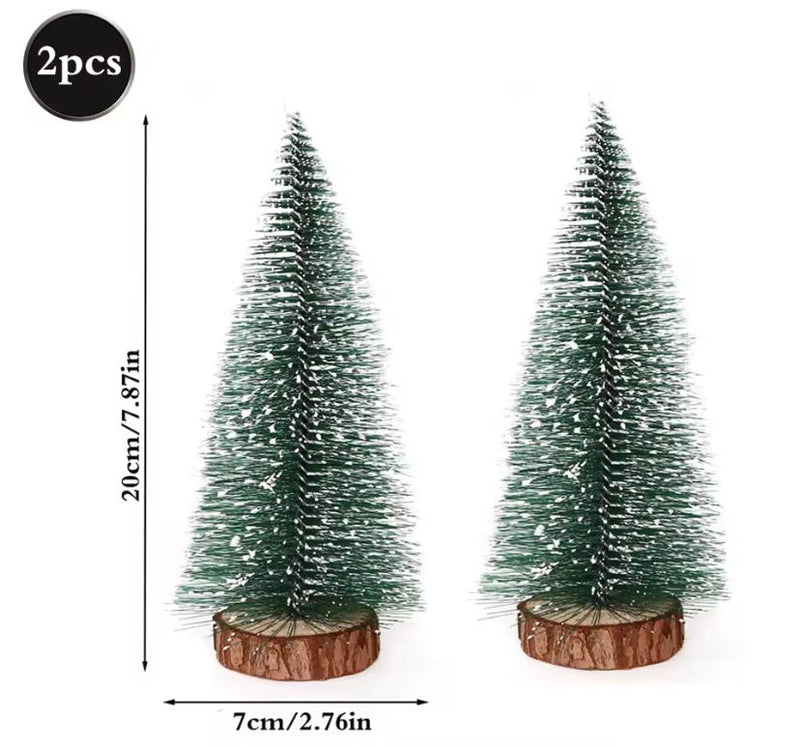 Mini Árvore de Natal Base de Madeira em Miniatura