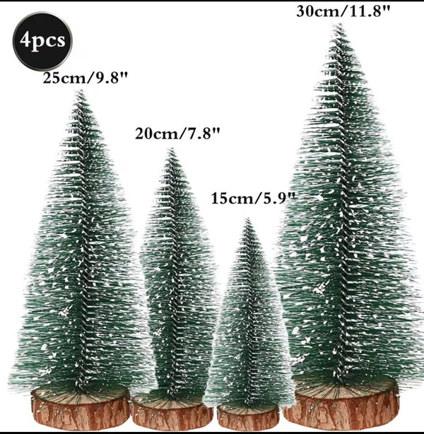 Mini Árvore de Natal Base de Madeira em Miniatura